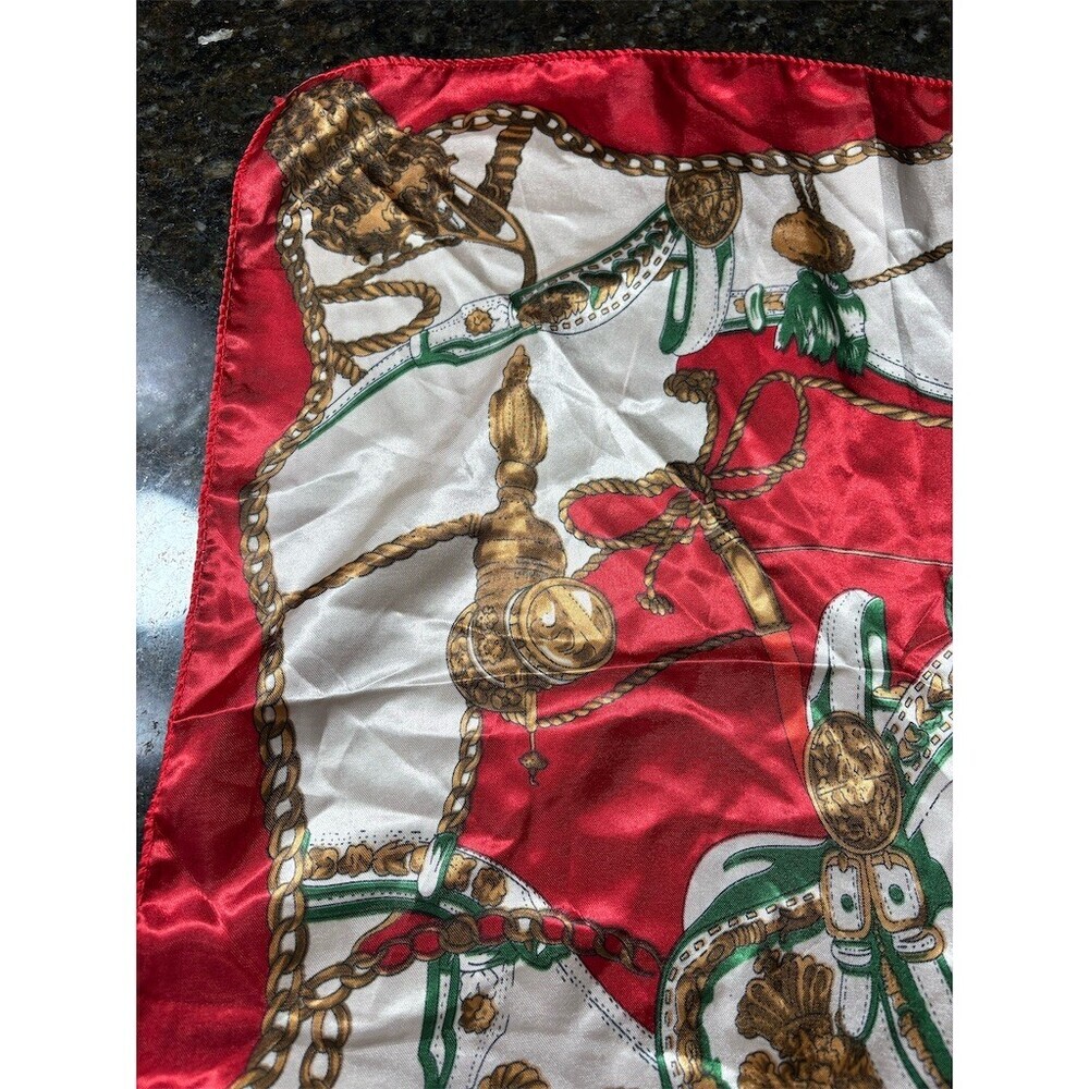 Unbranded Scarf Womens 21x21 Multicolor Square Equestrian Carriage Chain - Picture 4 of 6
